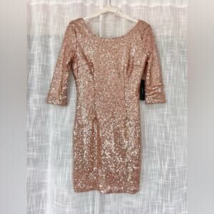 Lulus Womens Sequin Mini Dress S Champagne Gold New Years Eve Glam Party Holiday